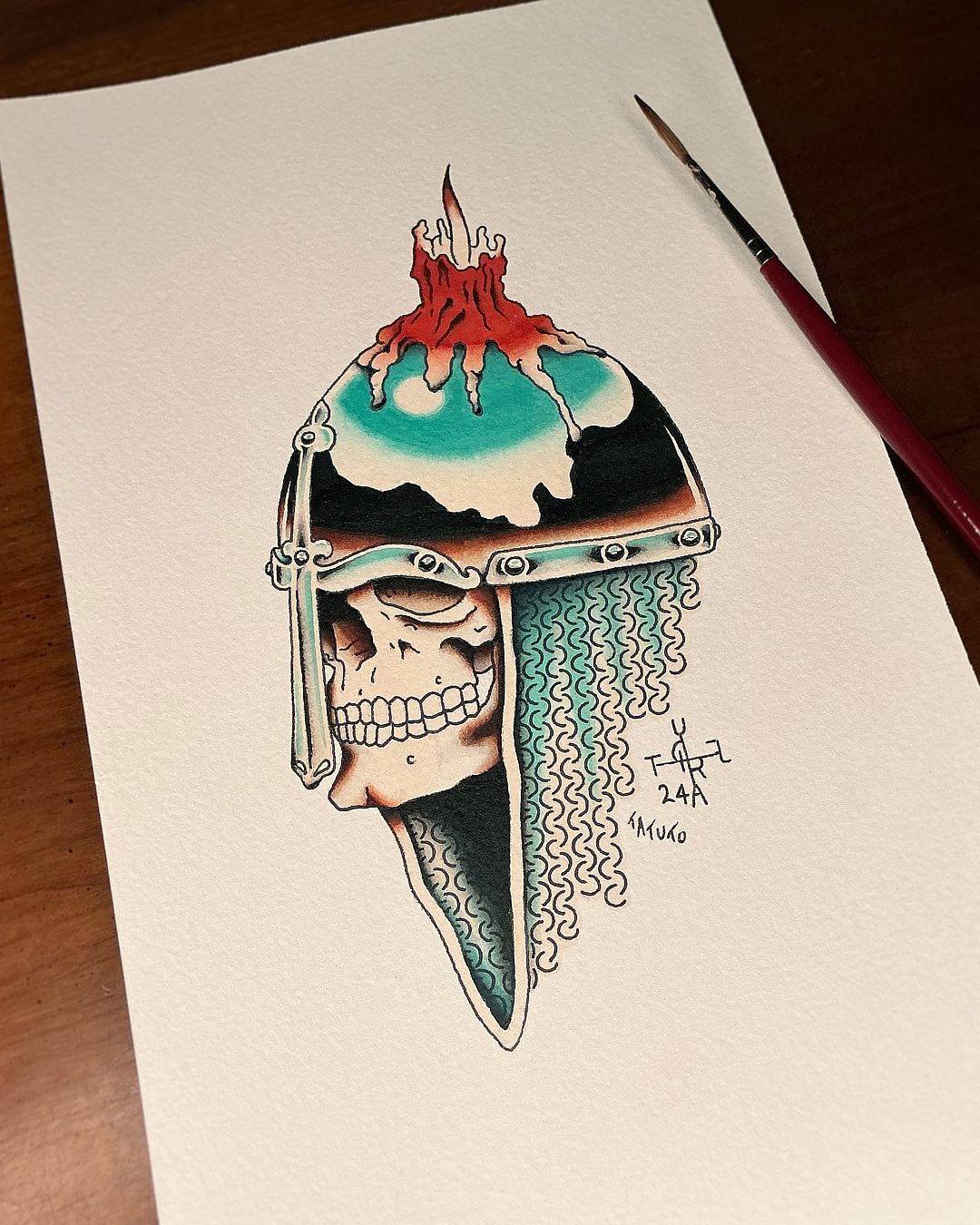 nico-tatuto-trillaud-tatoueur-bordeaux-tatouage-tattoo-oldschool-traditional-medieval-skull-flash