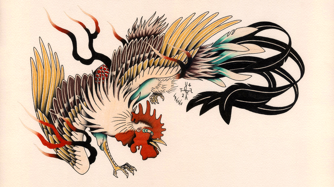 nico-tatuto-trillaud-tatoueur-bordeaux-traditional-tattoo-tatouage-oldschool-coq-rooster-traditionnel-painting-full-2024